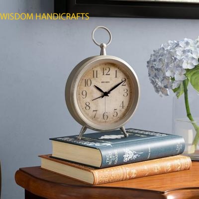 Tour Antique de Table en Métal Horloge Horloge de Bureau pour la Décoration à la Maison